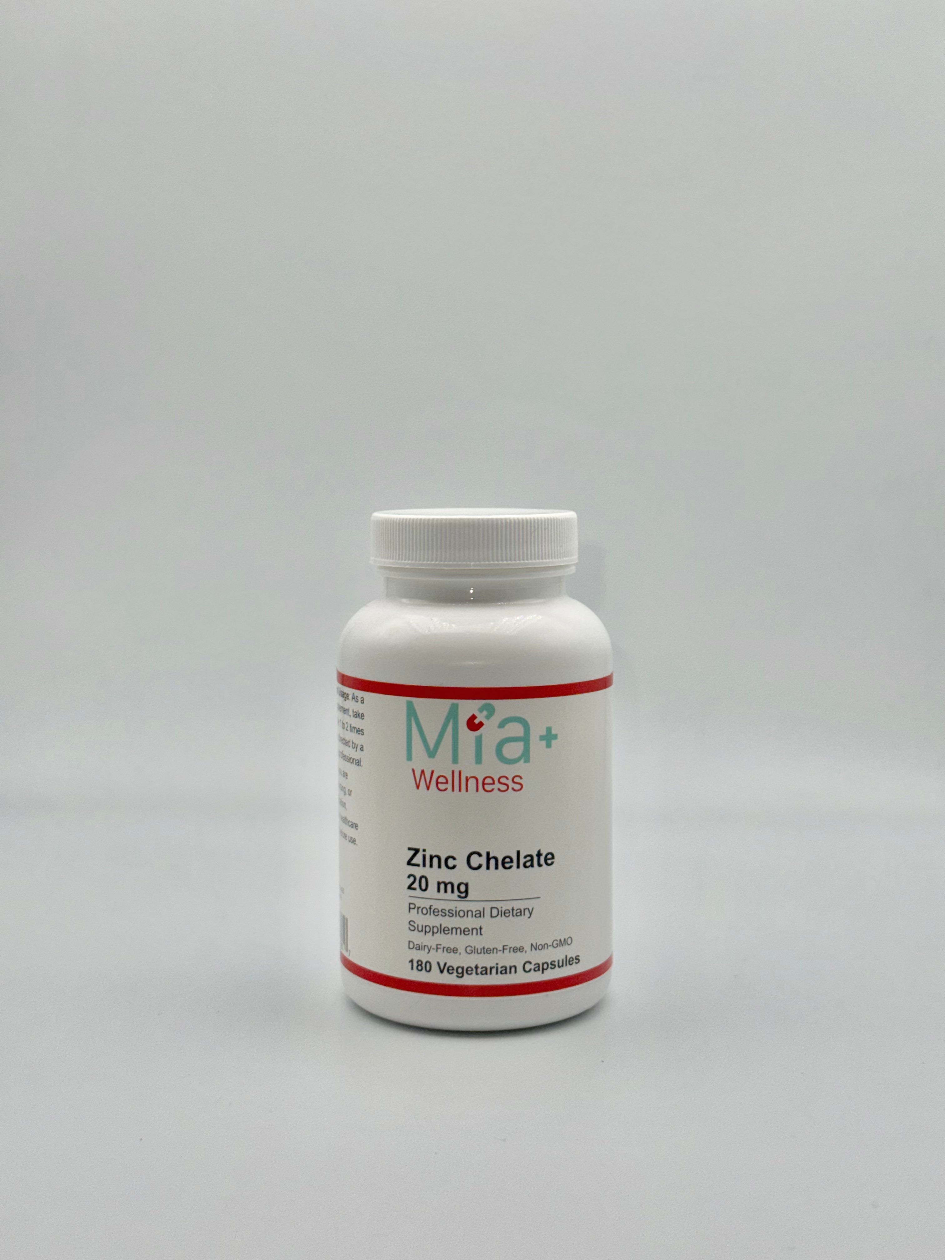 ZINC CHELATE 20mg - Mia+Wellness (180 Vegetarian Capsules)