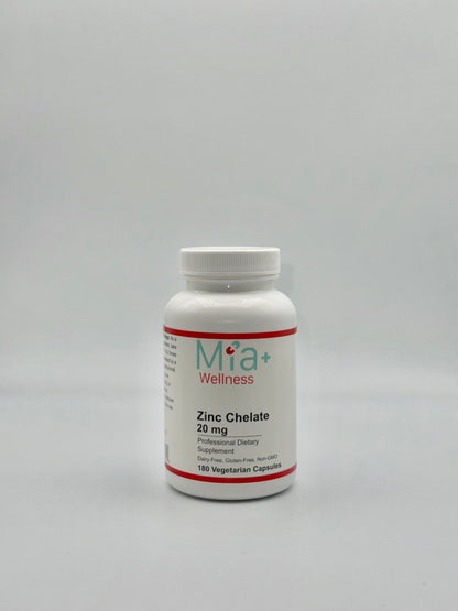 ZINC CHELATE 20mg - Mia+Wellness (180 Vegetarian Capsules)