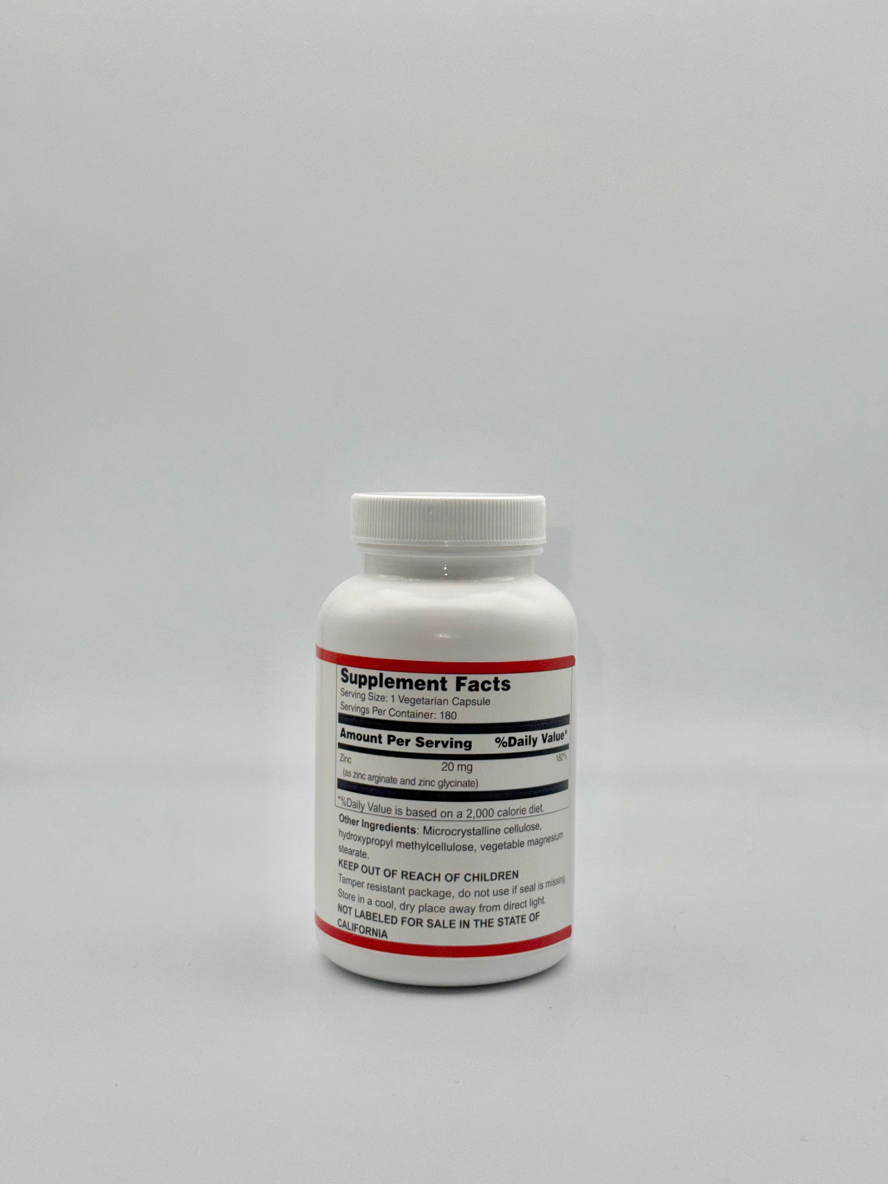 ZINC CHELATE 20mg - Mia+Wellness (180 Vegetarian Capsules)